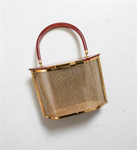 1950's metal hinged box hand bag bird pattern|Metal 1950s Vintage Bags, Handbags & Cases for sale .